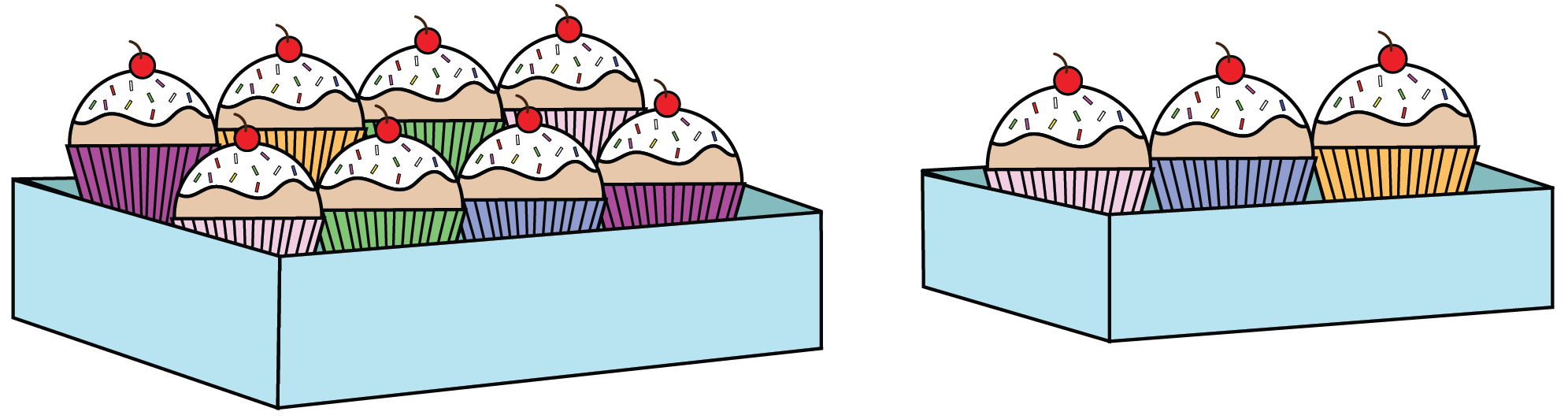 A regular box of cupcakes and a small box of cupcakes